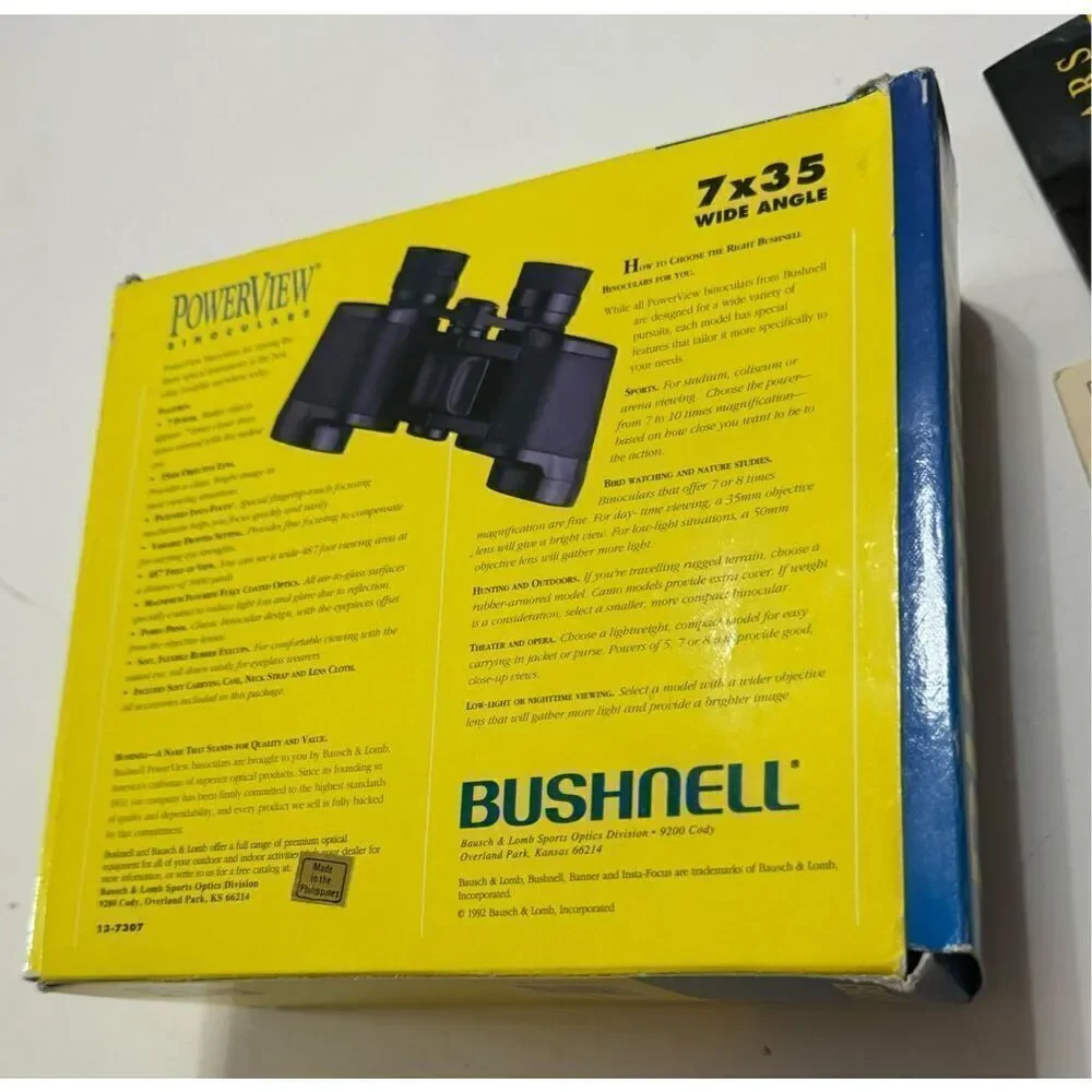 Bushnell Powerview 7x35 Wide Angle Binoculars 13-7307 w/ box and papers